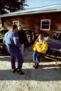 Mark Utecht and Brenda Corneliusen discuss pre-event strategy at their Dodge Omni GLH-Turbo at parc expose.