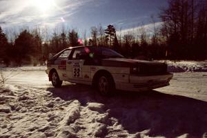 Jim Warren / Charles Bender drift through the spectator corner on SS1, Hungry 5, in their Audi Quattro.