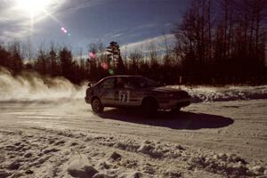 The Nick Robinson / Carl Lindquist Honda Civic drifts past spectators on SS1, Hungry 5. They retired early.