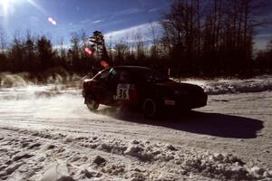 The Evan Moen / Kurt Winkelmann Chrysler Neon drifts through the spectator corner on SS1, Hungry 5.