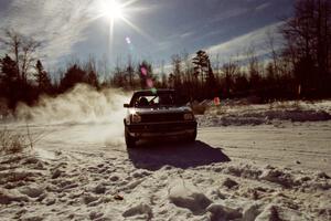 Doug Davenport / Lea Hoffa drift their VW Golf past spectators on SS1, Hungry 5.