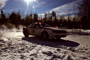 The Jon Bogert / Daphne Bogert Toyota Celica All-Trac drifts past spectators on SS1, Hungry 5.