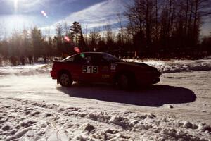 Scott Harvey, Jr. / Bob Martin drift past spectators on SS1, Hungry 5, in their Eagle Talon TSi.