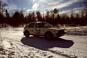 The Jon Hamilton / Josh Westhoven VW Rabbit at the spectator point on SS1, Hungry 5.