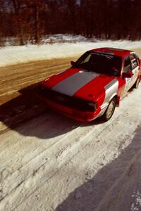 The Sylvester Stepniewski / Adam Pelc Audi 4000 Quattro at speed on SS5, Avery Lake I.