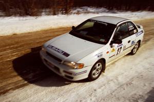 Greg Healey / John MacLeod at speed on SS5, Avery Lake I, in the morning in their Subaru Impreza.