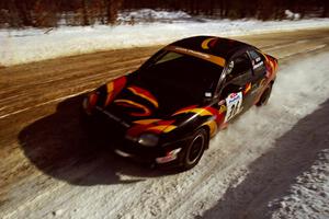 The Evan Moen / Kurt Winkelmann Chrysler Neon at speed on SS5, Avery Lake I.