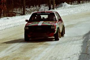 Carlos Arrieta, Sr. / Dick Casey at speed on SS5, Avery Lake I, in their Audi 4000 Quattro.
