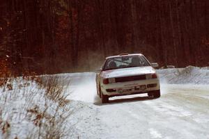 The Jon Bogert / Daphne Bogert Toyota Celica All-Trac at speed on SS5, Avery Lake I, in the late morning.