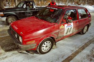 The J.B. Niday / Al Kintigh VW GTI leaves the start of SS5, Avery Lake I.