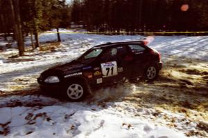 The Bryan Hourt / Pete Cardimen Honda Civic drifts nicely through the hairpin on SS7, Ranch II.