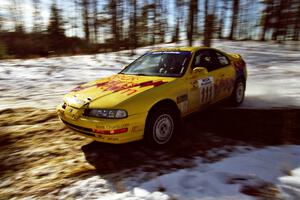 The Jim Anderson / Martin Dapot Honda Prelude VTEC drifts through the hairpin on SS7, Ranch II.