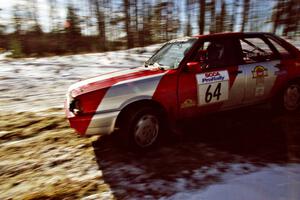 The Sylvester Stepniewski / Adam Pelc Audi 4000 Quattro drifts through the hairpin on SS7, Ranch II.