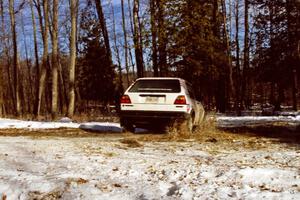 The Doug Davenport / Lea Hoffa VW Golf hits the hairpin on SS7, Ranch II.