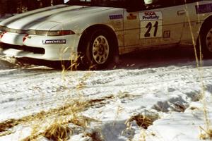 Chris Czyzio / Eric Carlson slow their Mitsubishi Eclips GSX down for a hairpin on SS7, Ranch II.