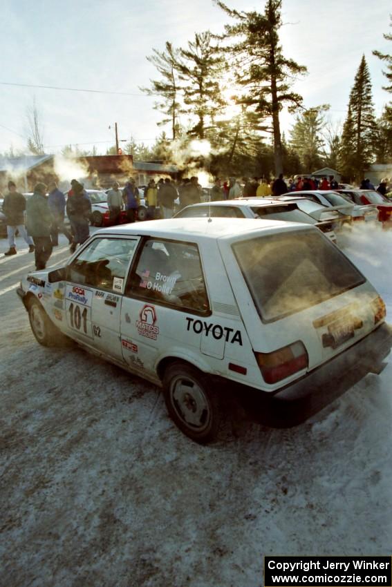The Mark Brown / Ole Holter Toyota Corolla FX-16 at a frigid parc expose.