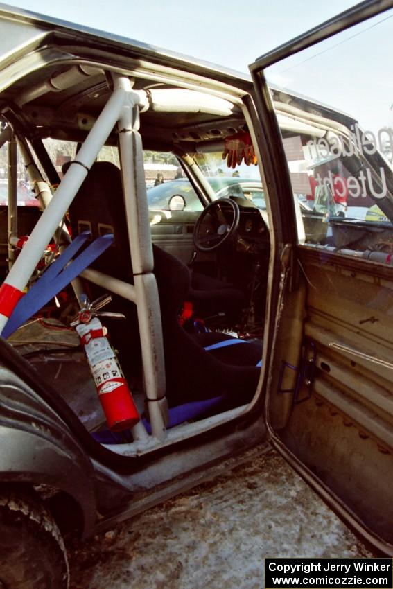 Cage and co-driver's seat on the Mark Utecht / Brenda Corneliusen Dodge Omni GLH-Turbo at parc expose.