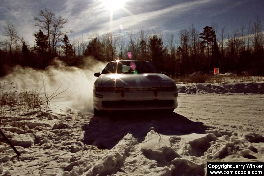 Chris Czyzio / Eric Carlson drift their Mitsubishi Eclips GSX on the spectator corner on SS1, Hungry 5.