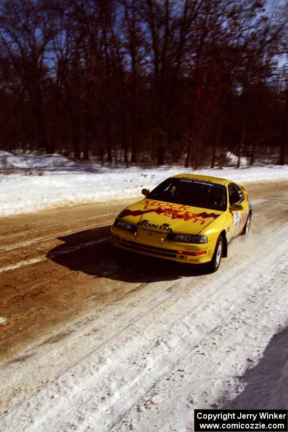 The Jim Anderson / Martin Dapot Honda Prelude VTEC at speed on SS5, Avery Lake I.