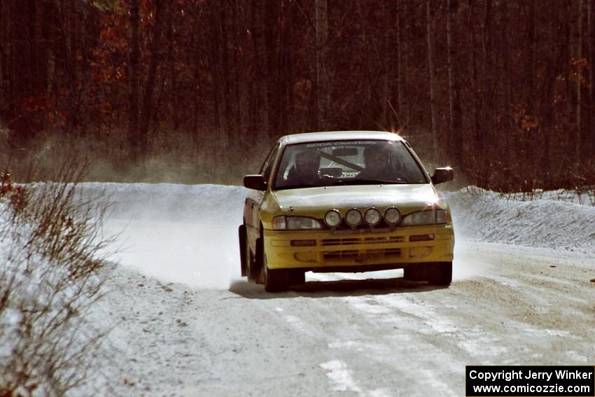 Janusz Jastrzebski / Marcin Korneluk at speed on SS5, Avery Lake I, in their Subaru Impreza.
