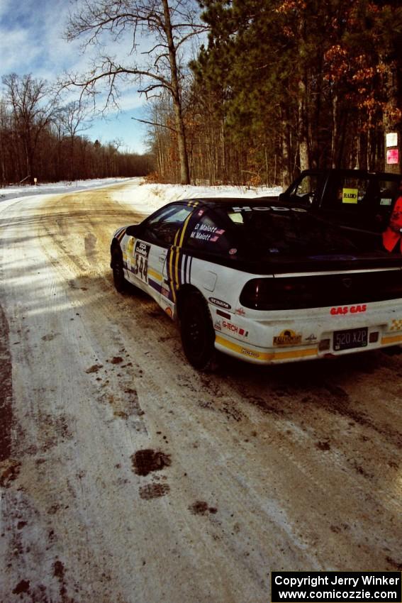 Dan Malott / Matt Malott leaves the stage start of SS5, Avery Lake I, in their Eagle Talon.