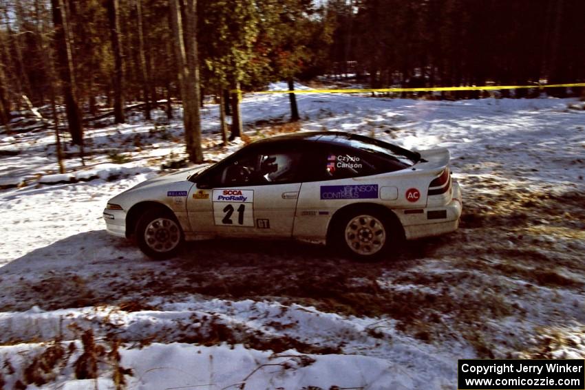 Chris Czyzio / Eric Carlson drift their Mitsubishi Eclips GSX through the hairpin on SS7, Ranch II.