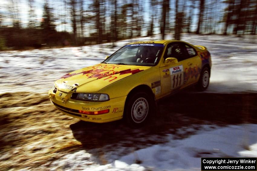 The Jim Anderson / Martin Dapot Honda Prelude VTEC drifts through the hairpin on SS7, Ranch II.