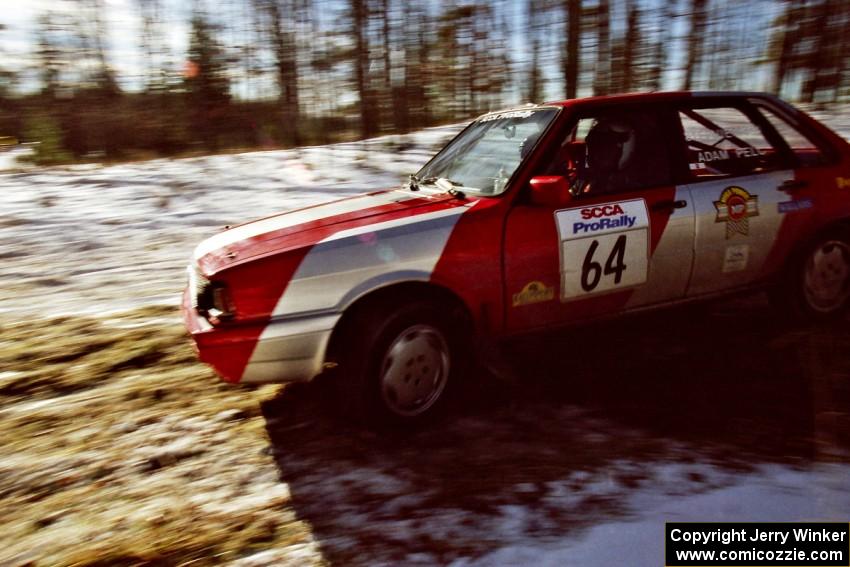 The Sylvester Stepniewski / Adam Pelc Audi 4000 Quattro drifts through the hairpin on SS7, Ranch II.