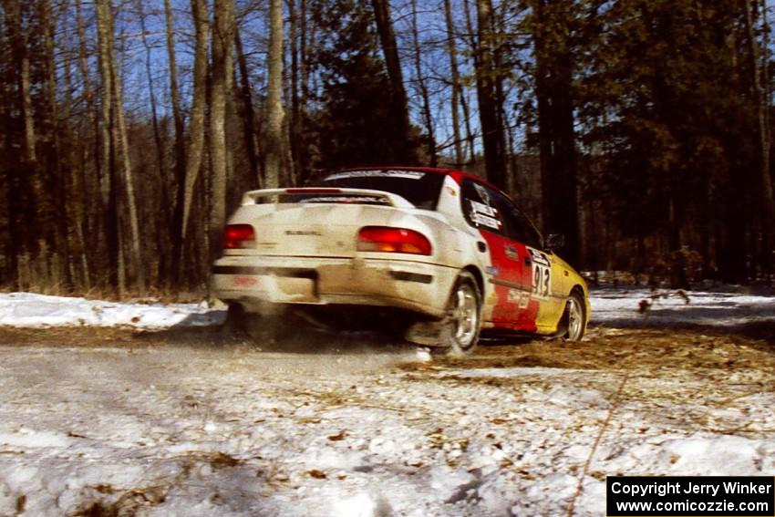 Janusz Jastrzebski / Marcin Korneluk flog their Subaru Impreza through the hairpin on SS7, Ranch II.