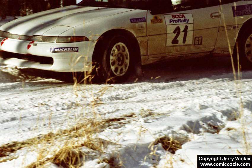 Chris Czyzio / Eric Carlson slow their Mitsubishi Eclips GSX down for a hairpin on SS7, Ranch II.