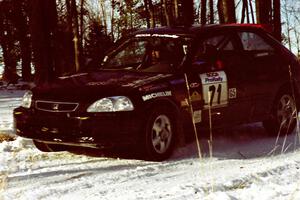 The Bryan Hourt / Pete Cardimen Honda Civic sets up for the hairpin on SS7, Ranch II.