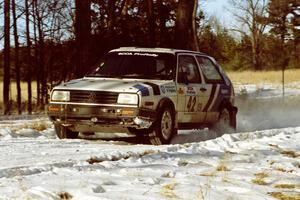 The Eric Burmeister / Mark Buskirk VW GTI slows down for the hairpin on SS7, Ranch II.