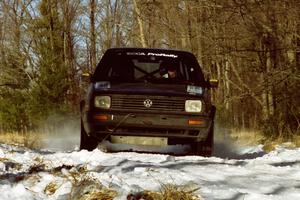 The Colin McCleery / Jeff Secor VW GTI sets up for the hairpin on SS7, Ranch II.