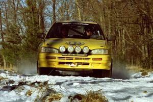 Janusz Jastrzebski / Marcin Korneluk set up their Subaru Impreza for the hairpin on SS7, Ranch II.