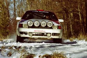 The Jon Bogert / Daphne Bogert Toyota Celica All-Trac sets up for the hairpin on SS7, Ranch II.