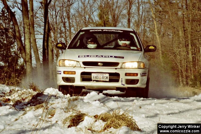 Greg Healey / John MacLeod set up for the hairpin on SS7, Ranch II, in their Subaru Impreza.