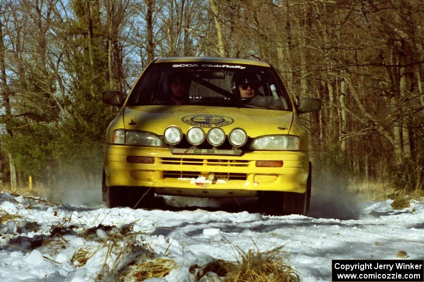 Janusz Jastrzebski / Marcin Korneluk set up their Subaru Impreza for the hairpin on SS7, Ranch II.