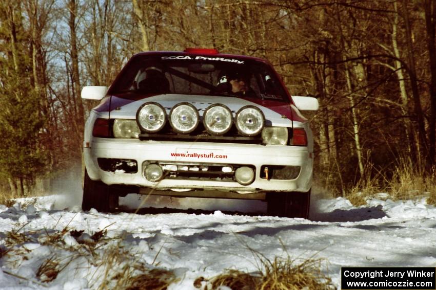 The Jon Bogert / Daphne Bogert Toyota Celica All-Trac sets up for the hairpin on SS7, Ranch II.