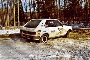 John Zoerner / John Shepski fling their Dodge Omni GLH-Turbo through the hairpin on SS7, Ranch II.