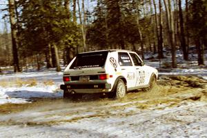 The Jon Hamilton / Josh Westhoven VW Rabbit takes the hairpin on SS7, Ranch II.