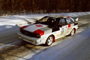 Jim Warren / Charles Bender at speed on SS9, Avery Lake II, in their Audi Quattro.