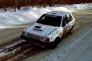 John Zoerner / John Shepski at speed on SS9, Avery Lake II, in their Dodge Omni GLH-Turbo.