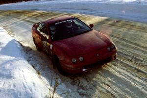 The Ryan Brooks / Shanti Traskowski Acura Integra at speed at on SS9, Avery Lake II.