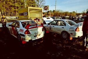 The TAD Racing Mitsubishi Lancer Evo IV's of (105) Bill Morton / Rob Walden and (10) Pete Lahm / Matt Chester.