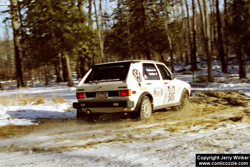 The Jon Hamilton / Josh Westhoven VW Rabbit takes the hairpin on SS7, Ranch II.