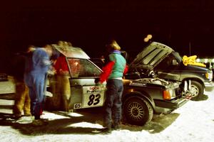 Mark Utecht / Brenda Corneliusen get serviced for the final time of the night in their Dodge Omni GLH-Turbo.