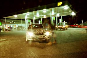 The Paul Choiniere / Jeff Becker Hyundai Tiburon at the BP station in Atlanta before leaving for SS16, the final stage.