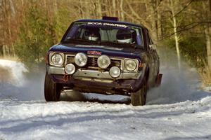 The Mark Kleckner / Al Zifilippo Dodge Colt set up for the hairpin on SS7, Ranch II.