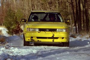 The Bruce Eddy / Jeff Shields Nissan Sentra SE-R prepares for the hairpin on SS7, Ranch II.