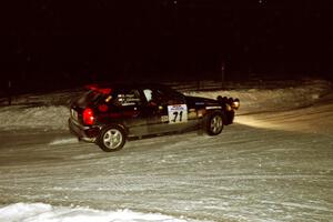 Bryan Hourt / Pete Cardimen drift their Honda Civic through a 90-left on SS16, the final stage.